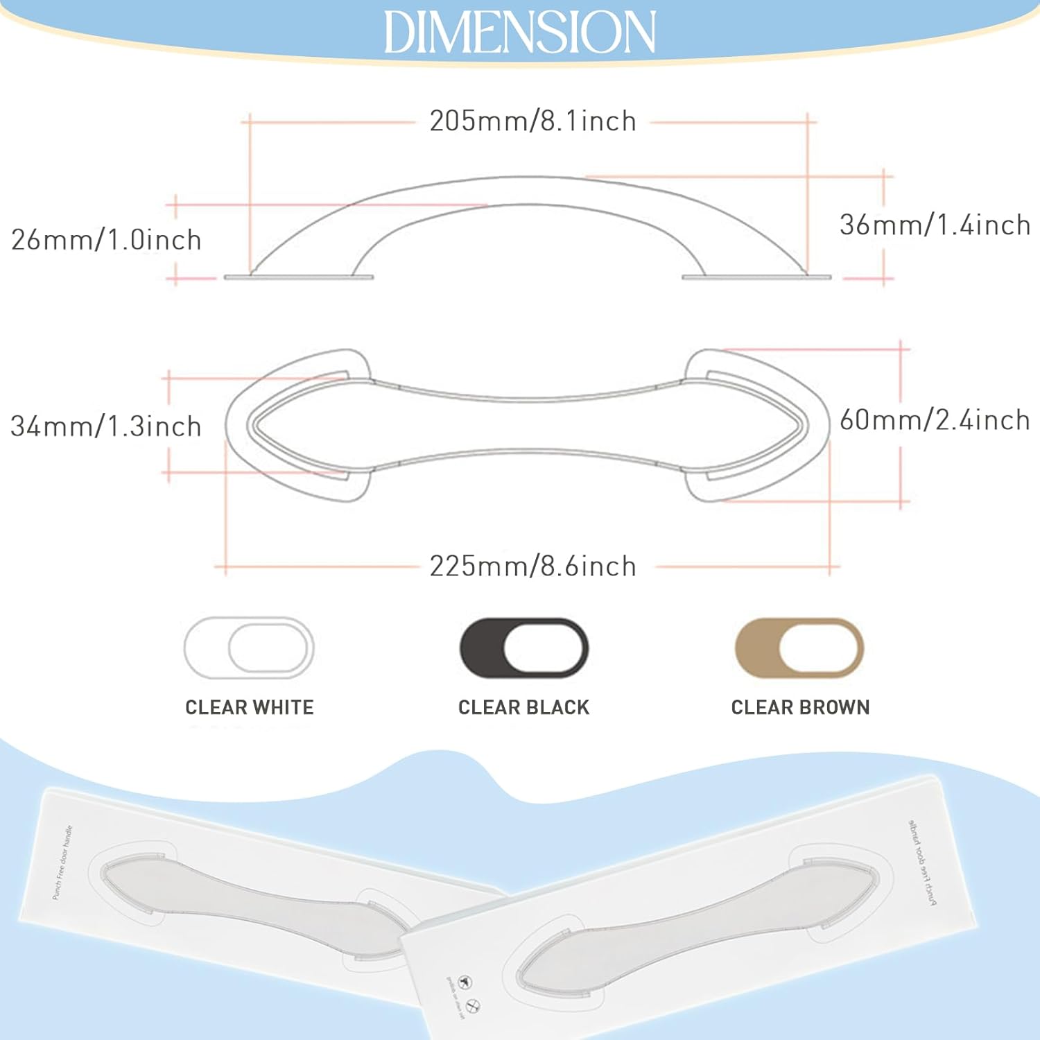 Acrylic Adhesive Handle Self Stick Pulls for Sliding Door. Shower. Medicine Cabinet. Cupboard. Drawer. Screen. Balcony (4 Pack. Black)