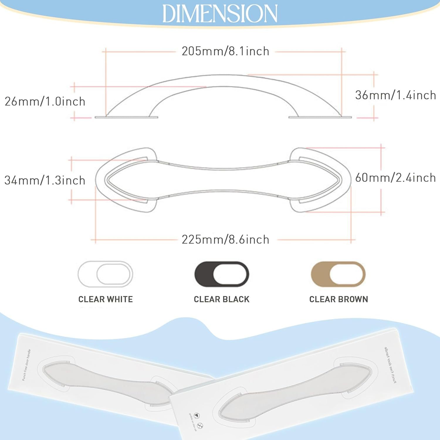 Acrylic Adhesive Handle Self Stick Pulls for Sliding Door. Shower. Medicine Cabinet. Cupboard. Drawer. Screen. Balcony (4 Pack. Black)