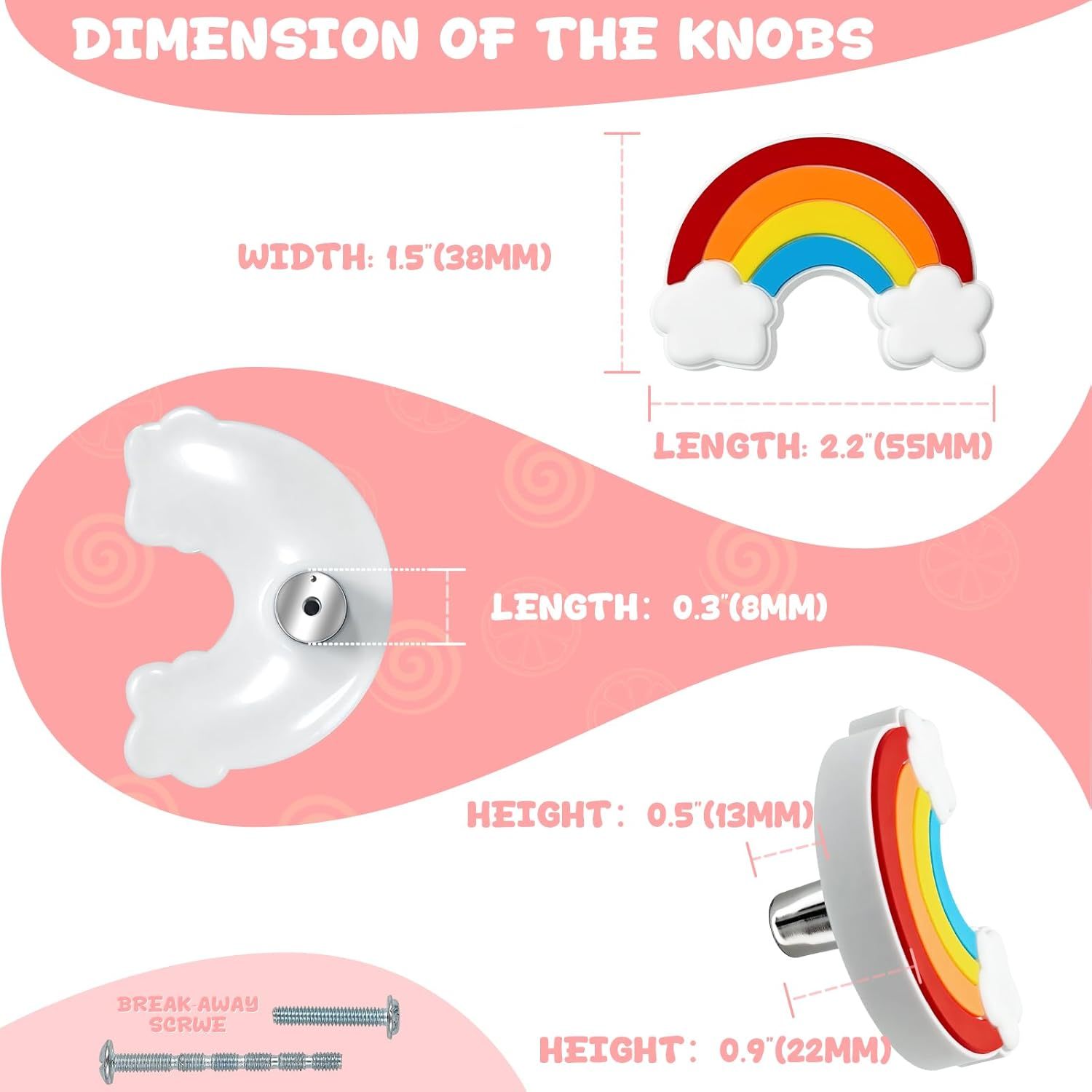 Elistonie 6 Pieces Cute Cartoon Shape Knobs for Furniture Soft Rubber Knobs for Kids Room Cabinet Drawer Dresser Closets Organizer Desk Box Bookcase(Rainbow.Red) : Baby