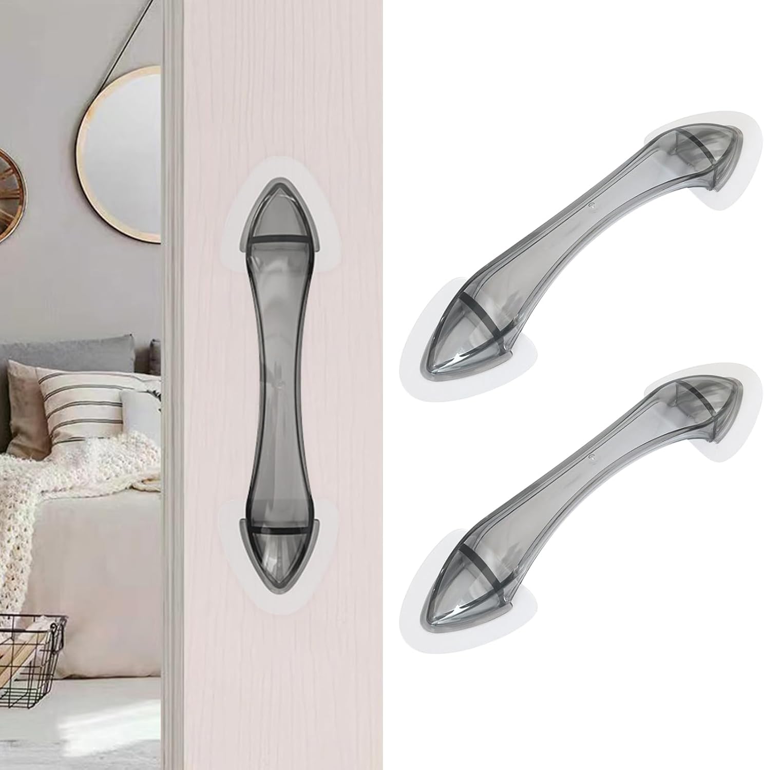 Acrylic Adhesive Handle Self Stick Pulls for Sliding Door. Shower. Medicine Cabinet. Cupboard. Drawer. Screen. Balcony (4 Pack. Black)