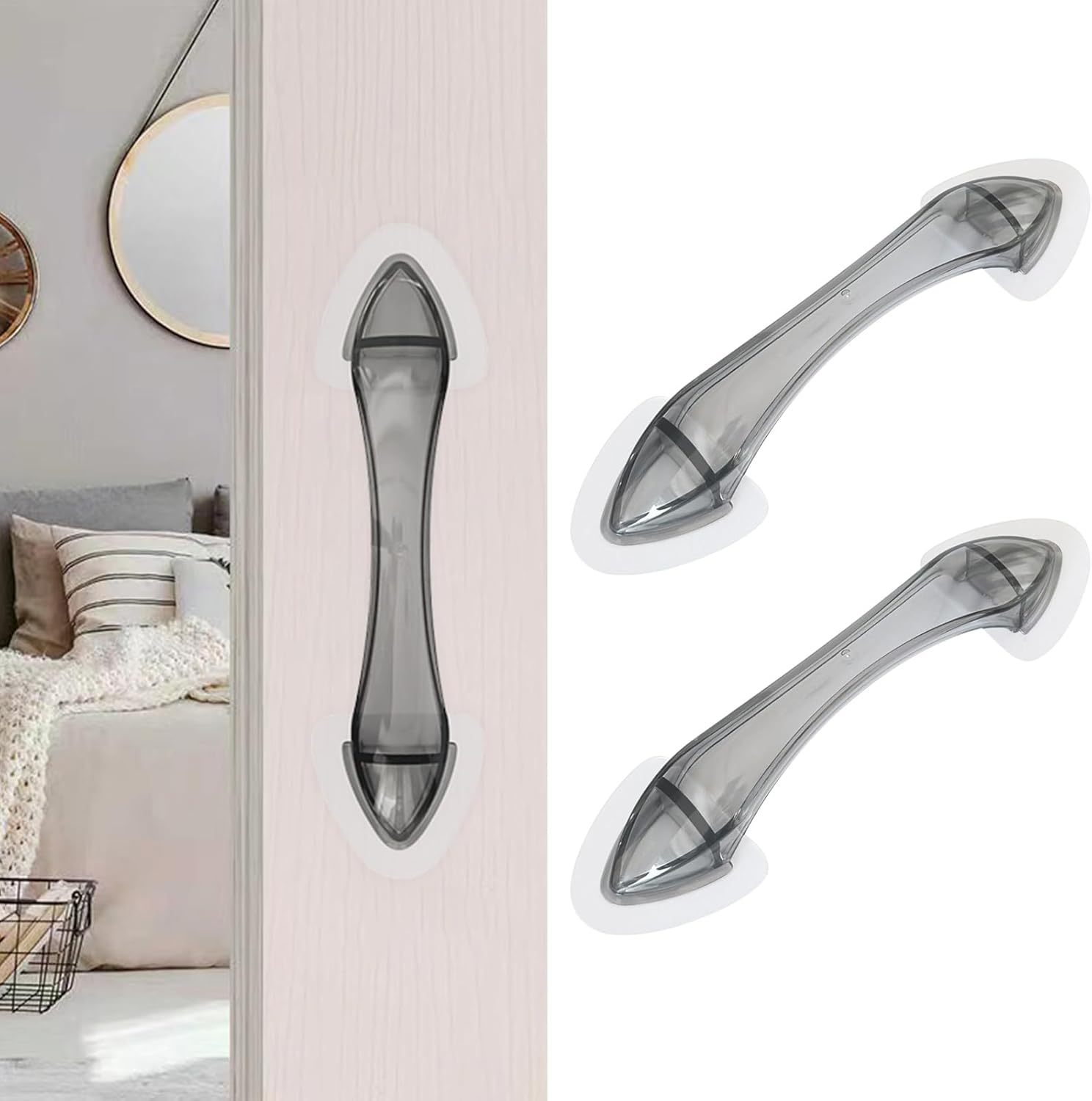 Acrylic Adhesive Handle Self Stick Pulls for Sliding Door. Shower. Medicine Cabinet. Cupboard. Drawer. Screen. Balcony (4 Pack. Black)