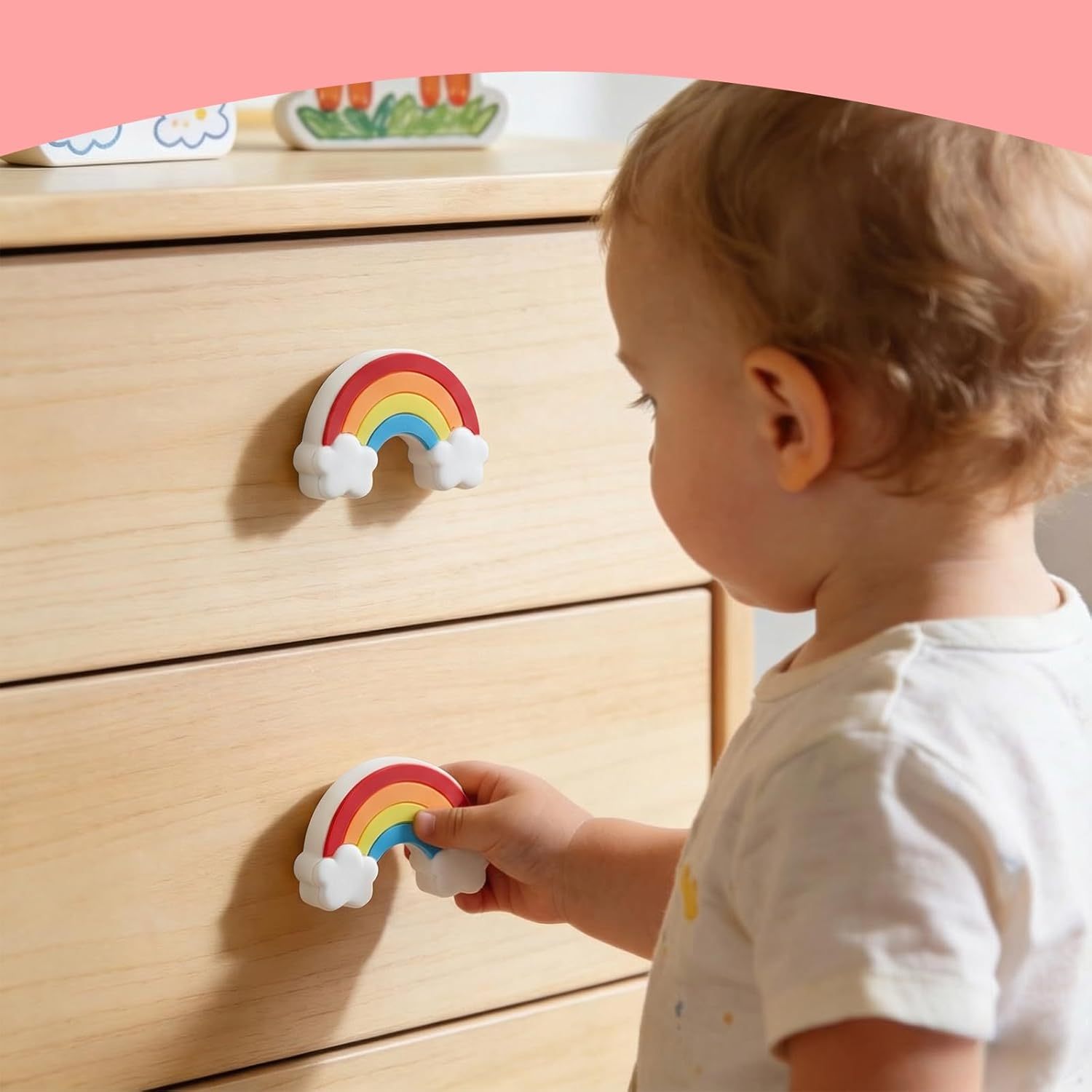 Elistonie 6 Pieces Cute Cartoon Shape Knobs for Furniture Soft Rubber Knobs for Kids Room Cabinet Drawer Dresser Closets Organizer Desk Box Bookcase(Rainbow.Red) : Baby