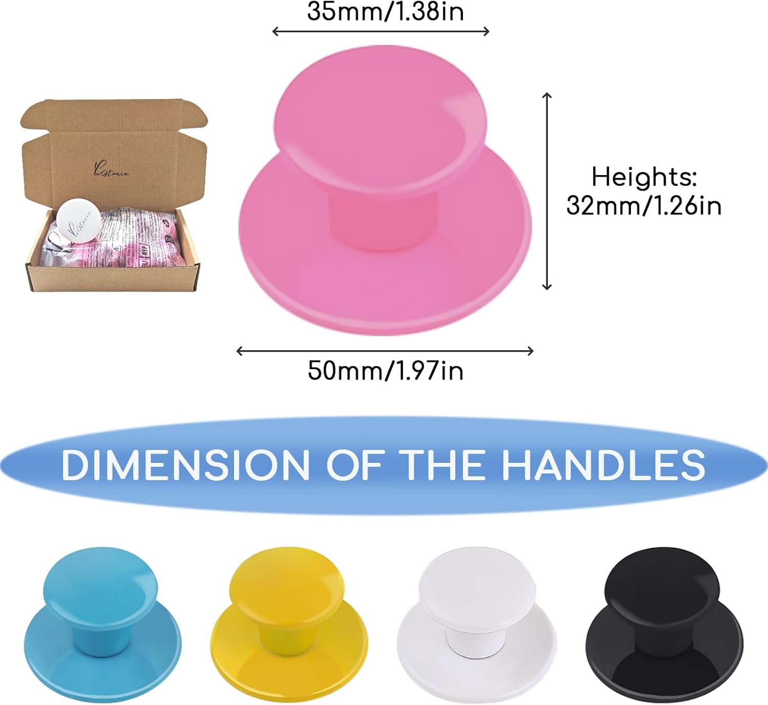 8 pack ABS Self-Stick Instant Cabinet Knobs Drill Free Drawer Knobs (Round. Pink)