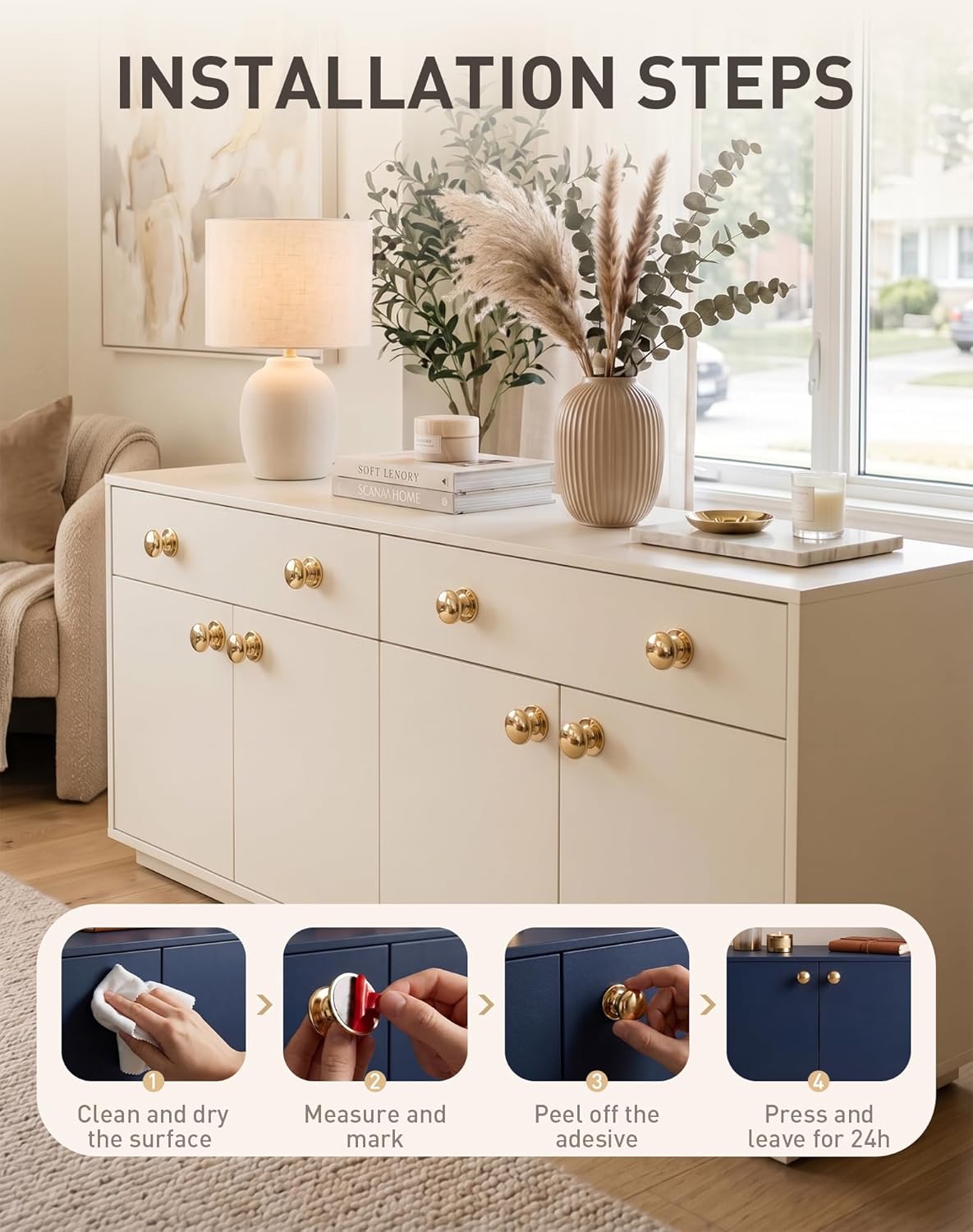 Elistonie 6 Pack Self-Stick Knobs Peel and Stick Cabinet Knobs Rose Gold Plastic Drawer Handle Pull with Adhesive Rose Gold Stick On Handle for Cupboard Fridge Dresser Window