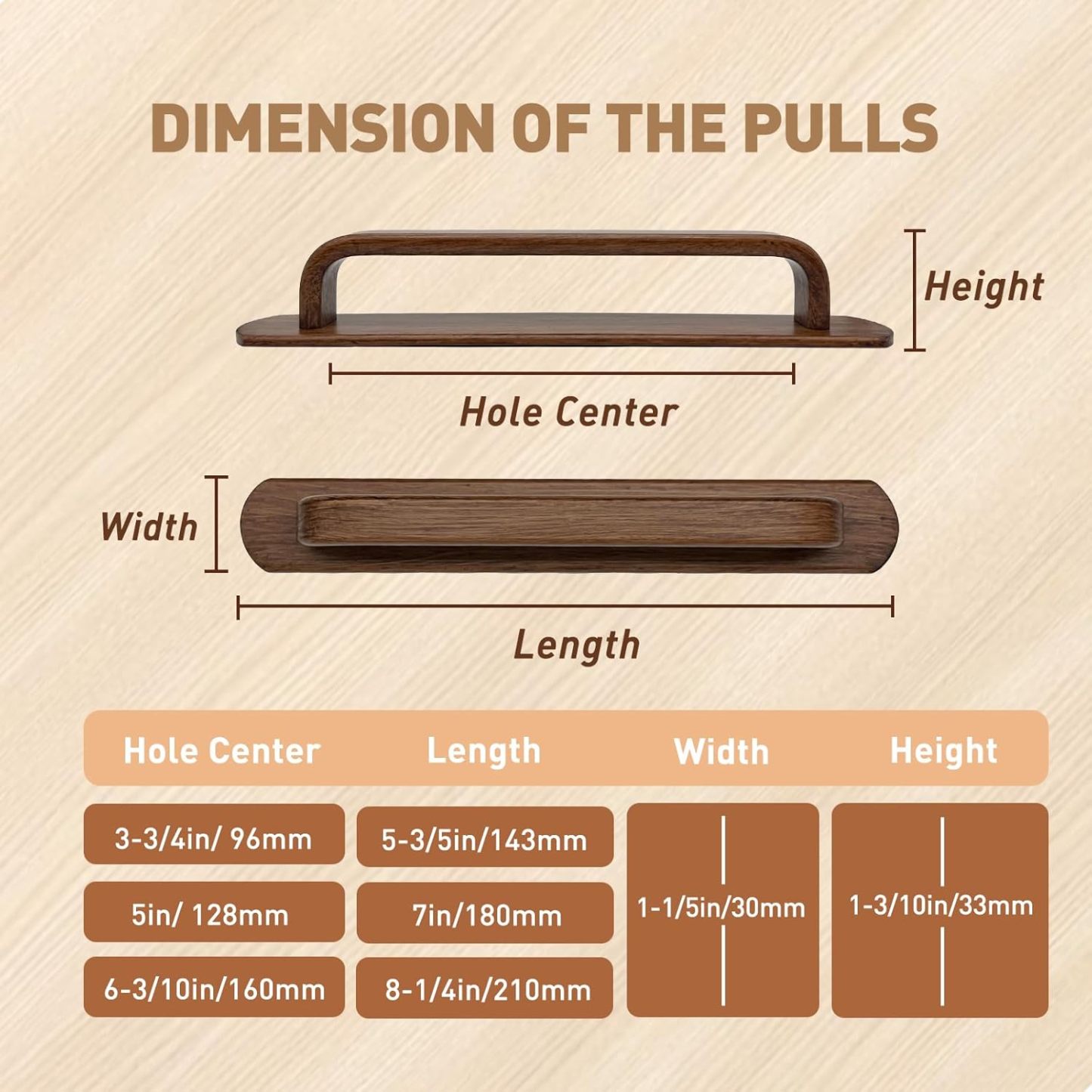 Self-Adhesive Handle Aluminum Pull Wood Like Cabinet Handle