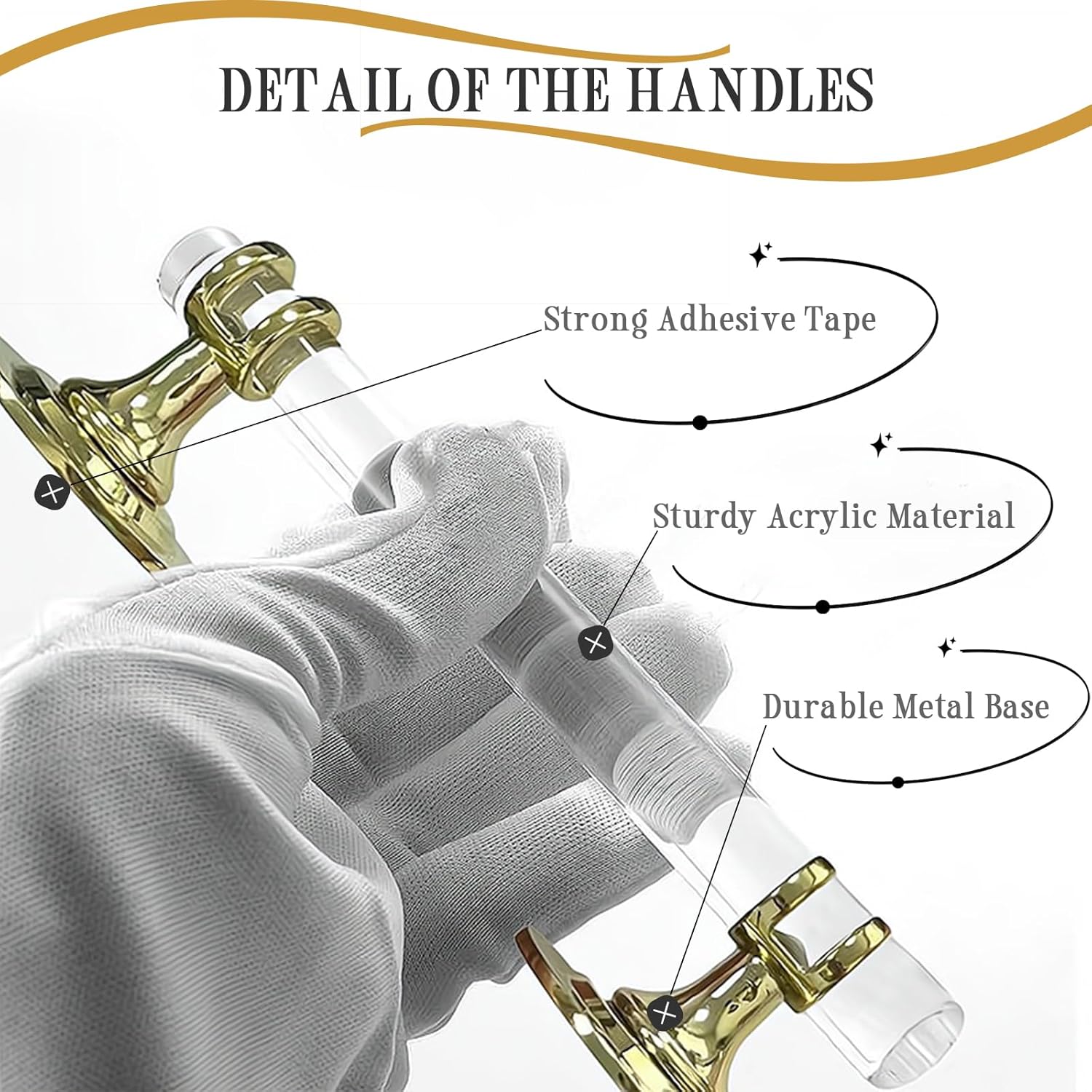 2 Pcs Clear Acrylic Adhesive Cabinet and Furniture Pulls Hole Center 7.8 inch Self Stick Knobs for Cabinet Drawer Cupboard Pulls for Sliding Door Appliance Pulls Bathtub Grab Bars