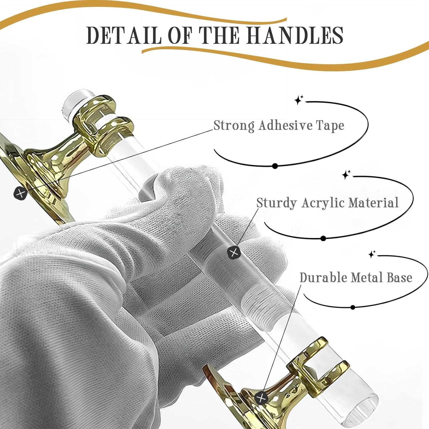 2 Pcs Clear Acrylic Adhesive Cabinet and Furniture Pulls Hole Center 7.8 inch Self Stick Knobs for Cabinet Drawer Cupboard Pulls for Sliding Door Appliance Pulls Bathtub Grab Bars