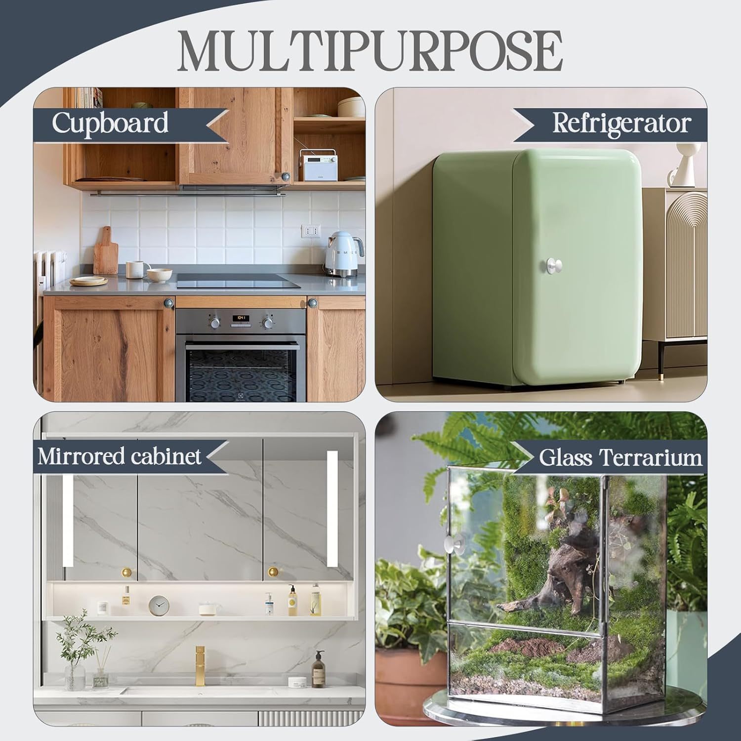 Stainless Steel Adhesive Cabinet Knobs Self-Stick Knobs Drill Free Dresser Drawer Pulls Stick On Handles