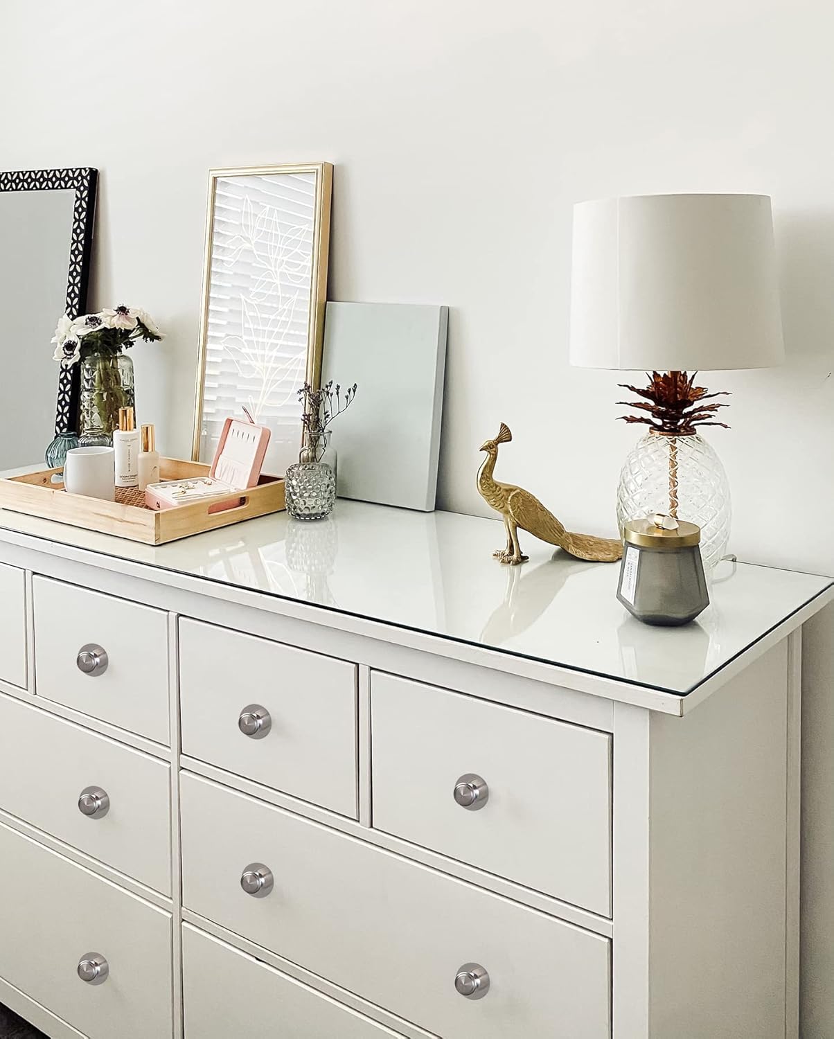 4 Pack Self-Stick Cabinet Handle Pulls Stainless Steel Silver Knobs with Adhesive for Mirror Cabinets Glass Sliding Doors Cupboards Drawer No Punching Peel and Stick Knobs Drill Free (Silver)