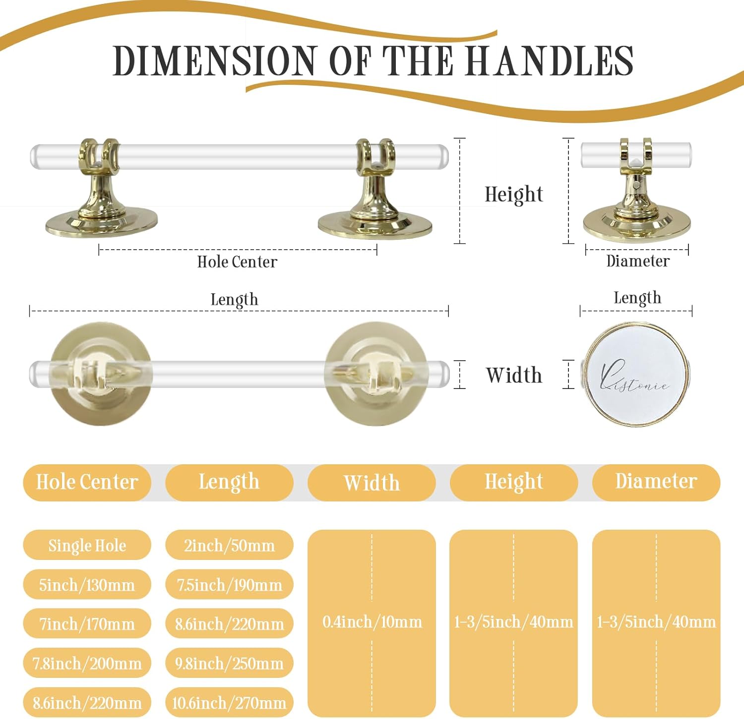 2 Pcs Clear Acrylic Adhesive Cabinet and Furniture Pulls Hole Center 7.8 inch Self Stick Knobs for Cabinet Drawer Cupboard Pulls for Sliding Door Appliance Pulls Bathtub Grab Bars