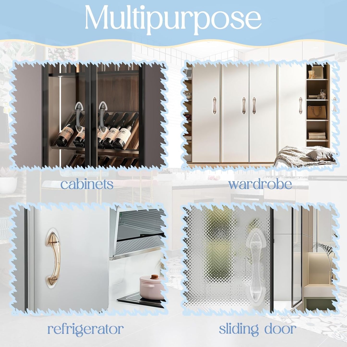 Acrylic Adhesive Handle Self Stick Pulls for Sliding Door. Shower. Medicine Cabinet. Cupboard. Drawer. Screen. Balcony (4 Pack. Black)