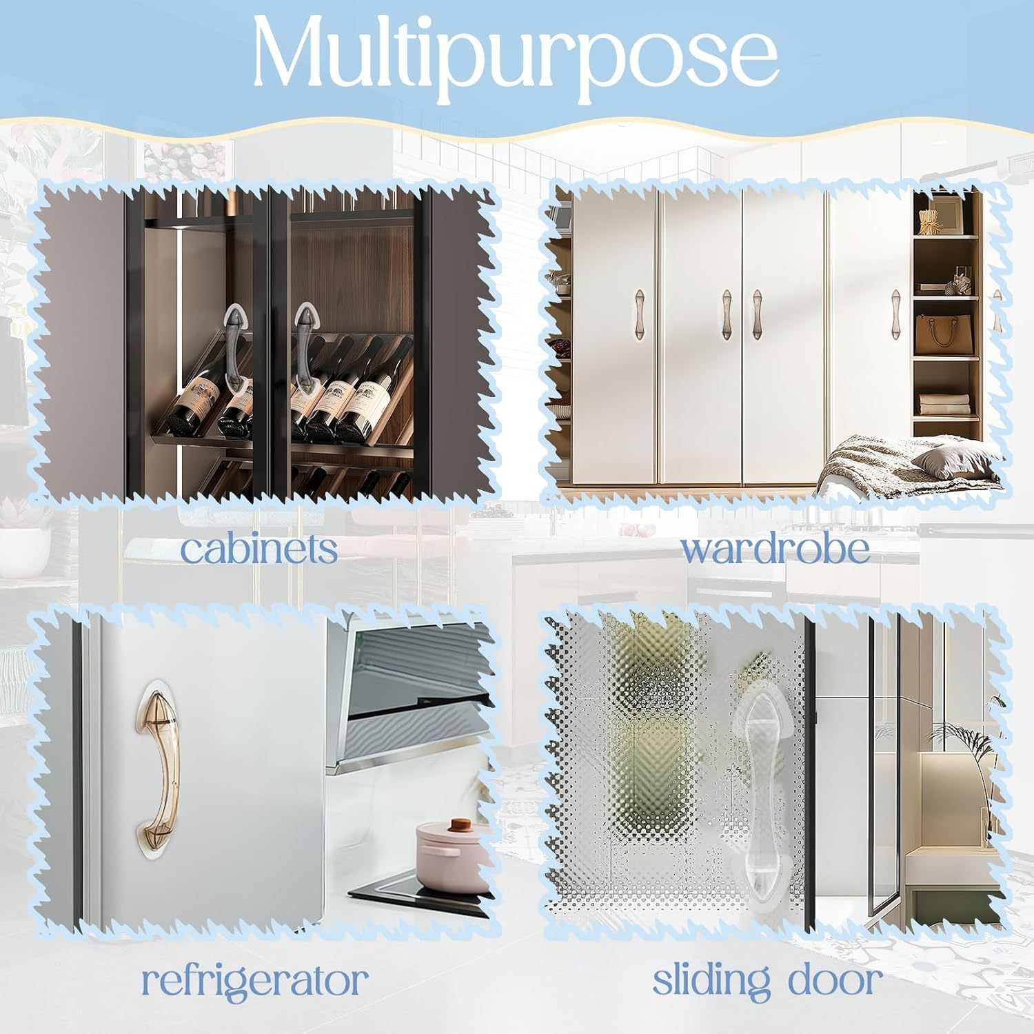 Acrylic Adhesive Handle Self Stick Pulls for Sliding Door. Shower. Medicine Cabinet. Cupboard. Drawer. Screen. Balcony (4 Pack. Black)