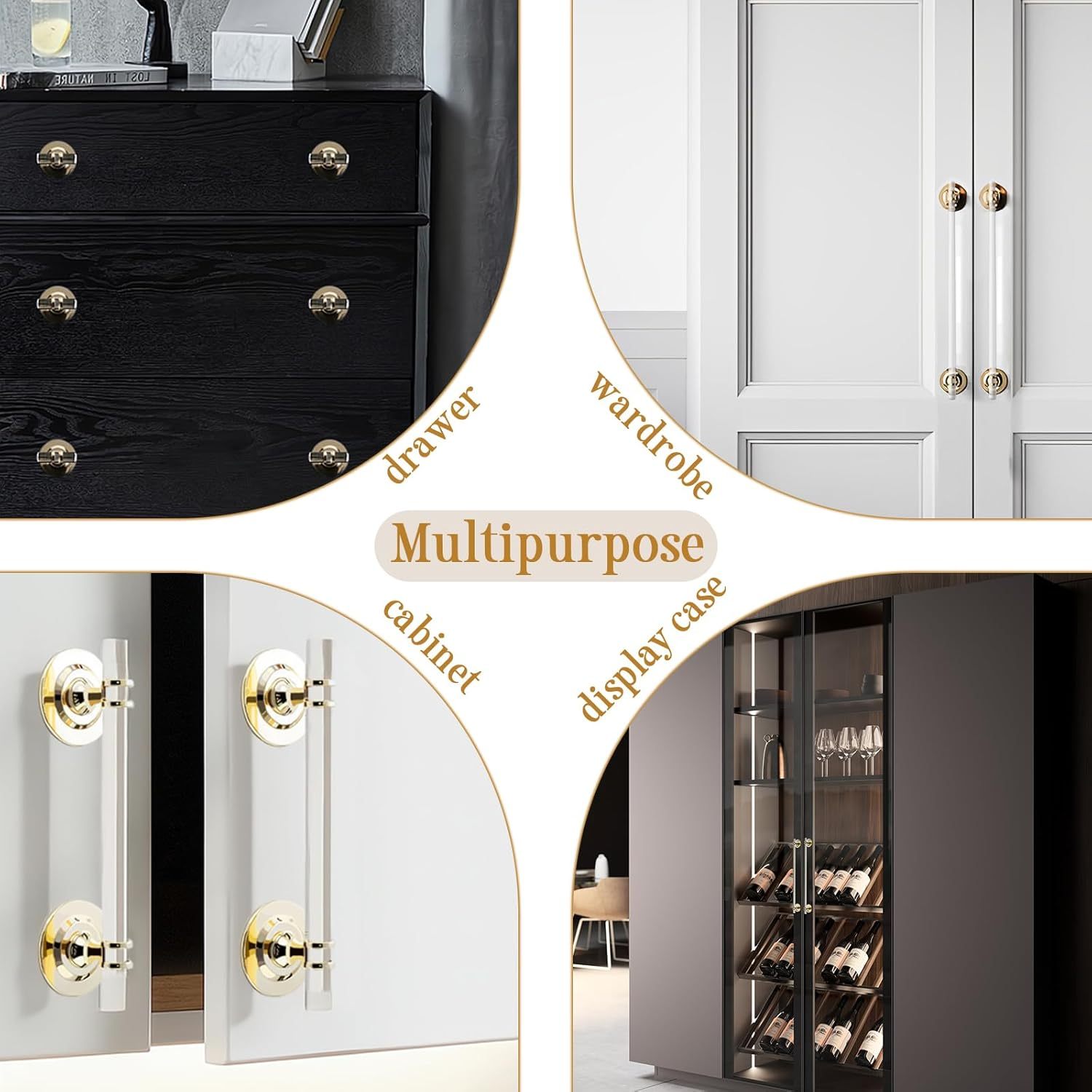 2 Pcs Clear Acrylic Adhesive Cabinet and Furniture Pulls Hole Center 7.8 inch Self Stick Knobs for Cabinet Drawer Cupboard Pulls for Sliding Door Appliance Pulls Bathtub Grab Bars