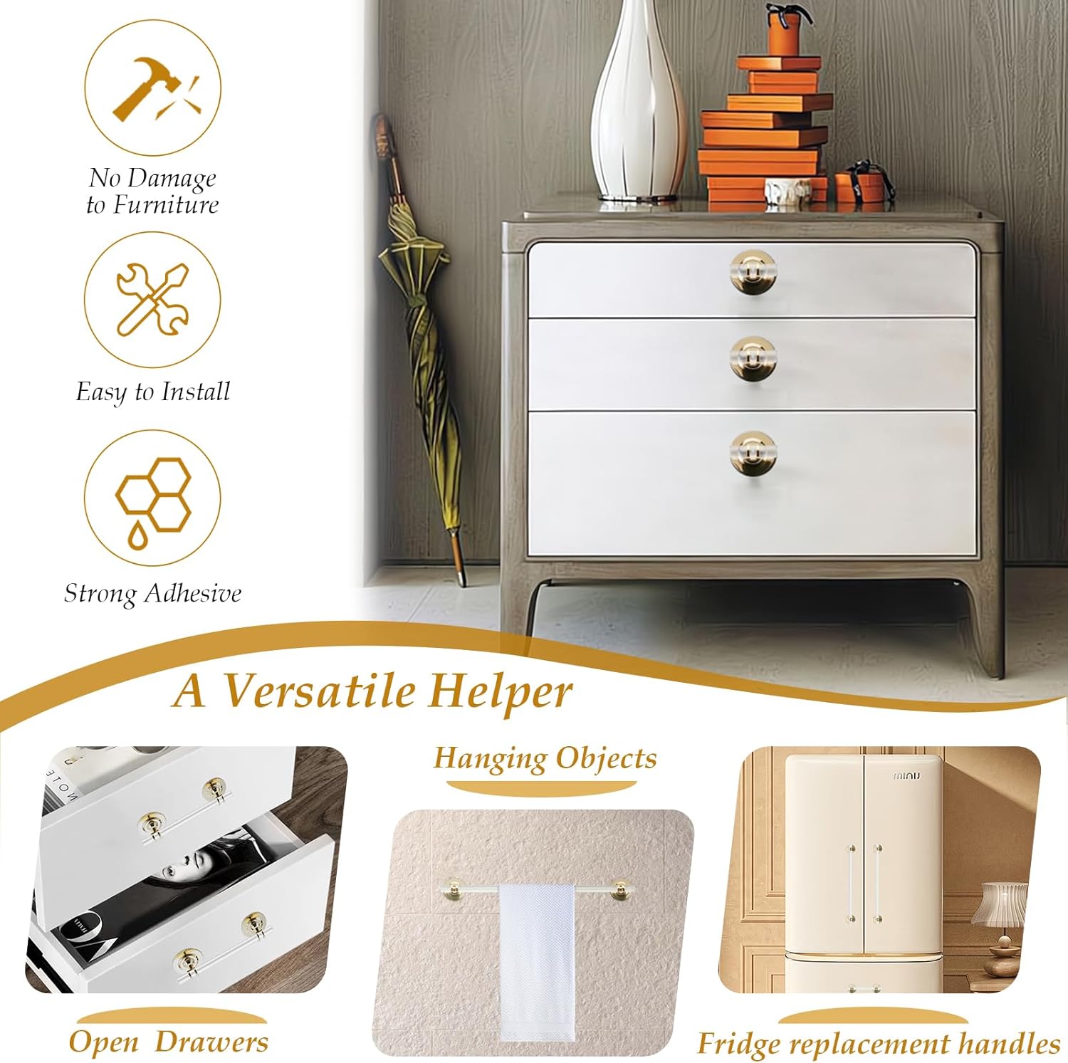 2 Pcs Clear Acrylic Adhesive Cabinet and Furniture Pulls Hole Center 7.8 inch Self Stick Knobs for Cabinet Drawer Cupboard Pulls for Sliding Door Appliance Pulls Bathtub Grab Bars