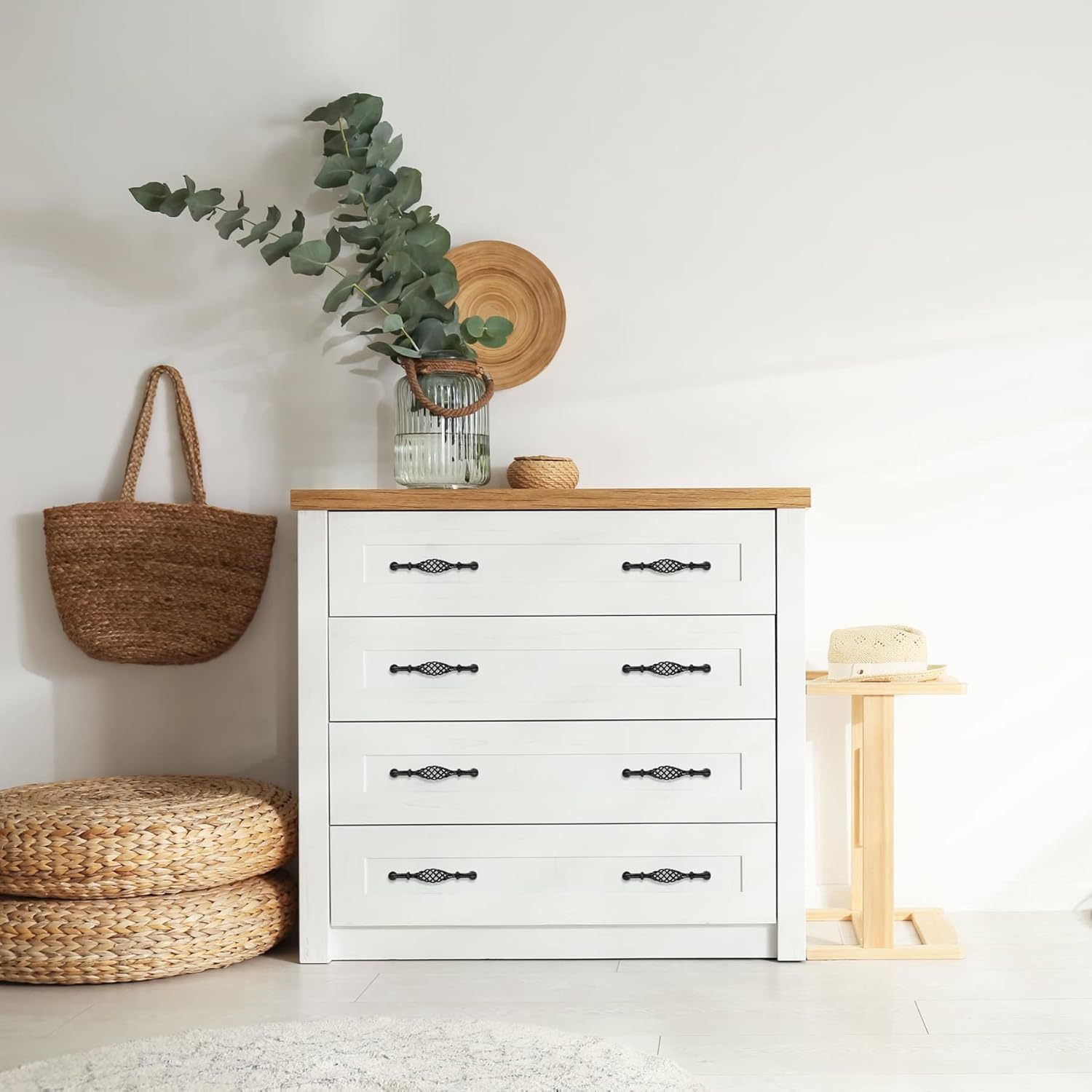 2 Pack Vintage Birdcage Cabinet Pulls Matte Black Retro Nest Twist Kitchen Cupboard Handles