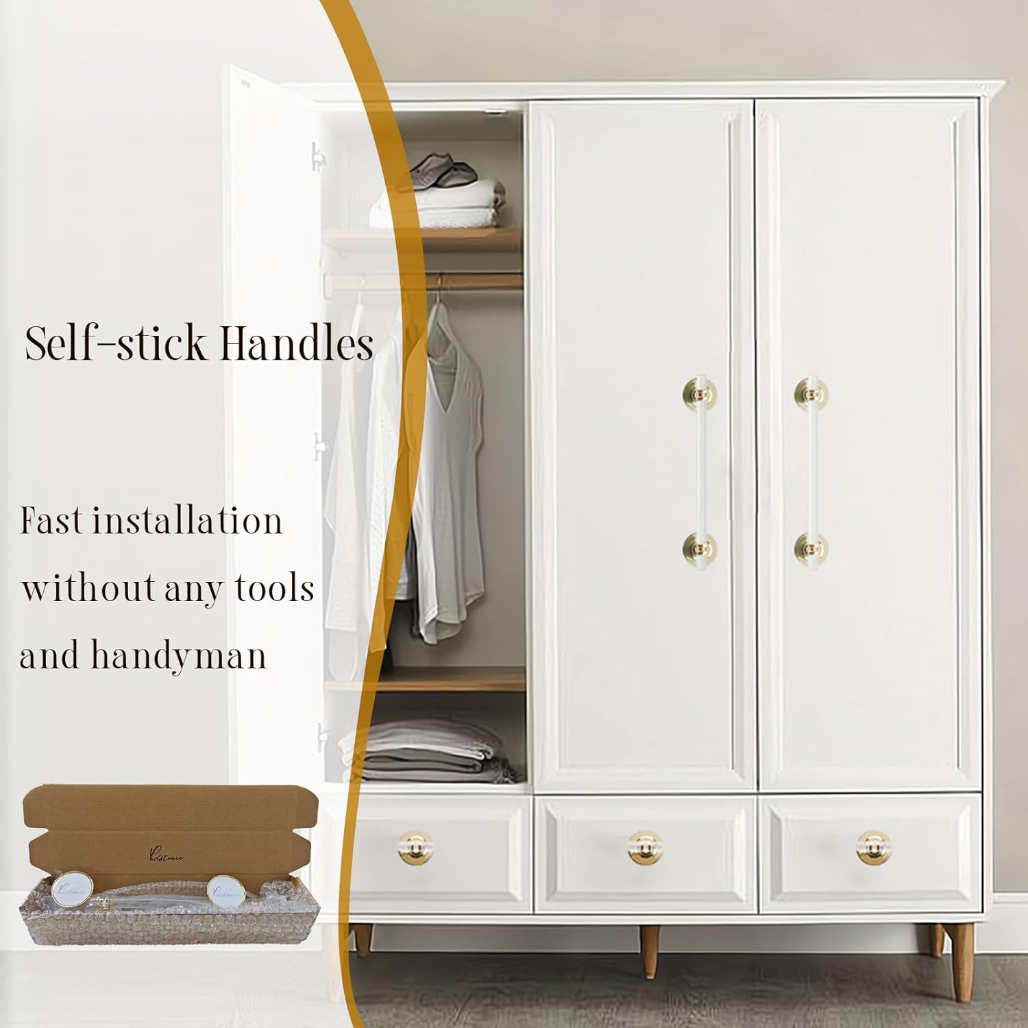 2 Pcs Clear Acrylic Adhesive Cabinet and Furniture Pulls Hole Center 7.8 inch Self Stick Knobs for Cabinet Drawer Cupboard Pulls for Sliding Door Appliance Pulls Bathtub Grab Bars