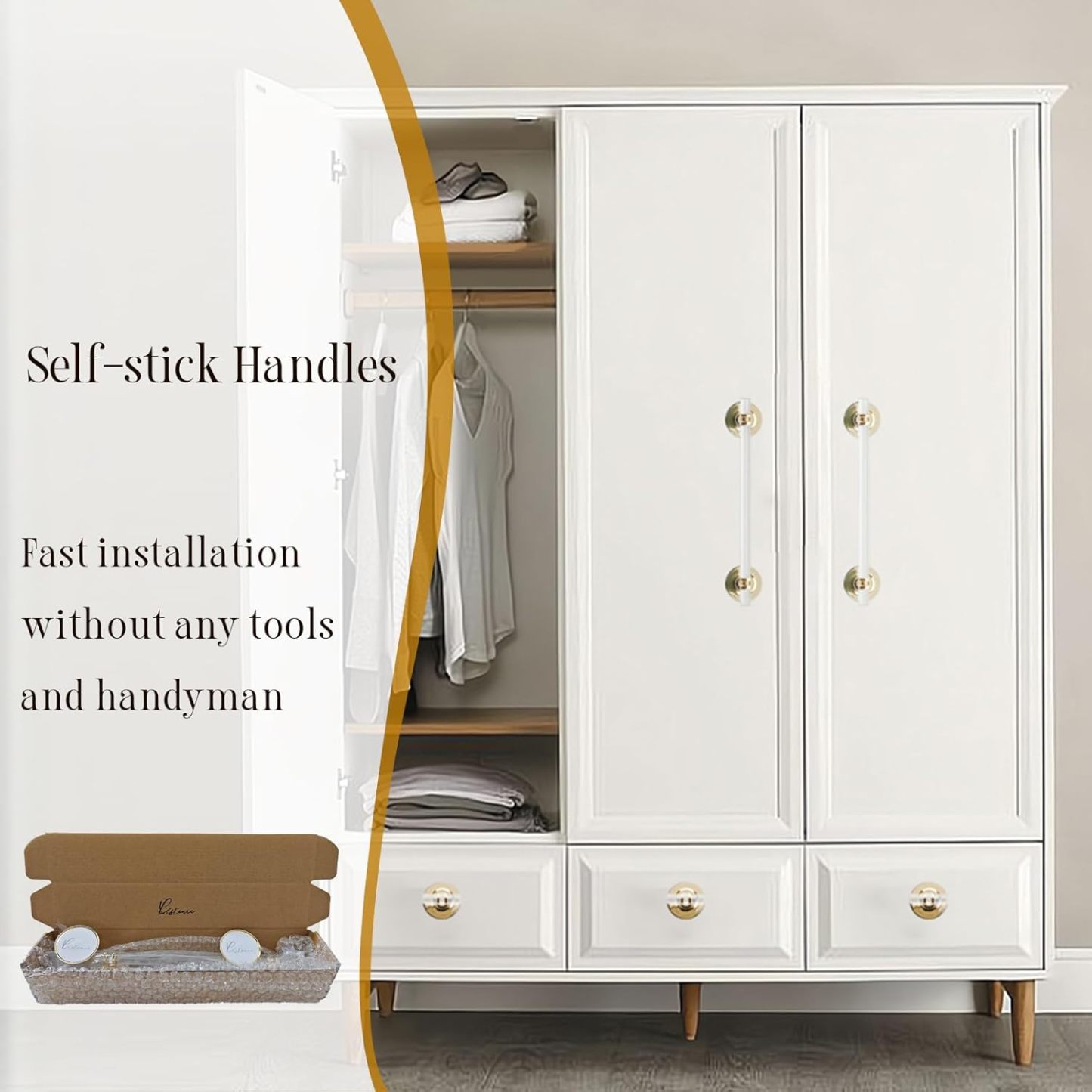 2 Pcs Clear Acrylic Adhesive Cabinet and Furniture Pulls Hole Center 7.8 inch Self Stick Knobs for Cabinet Drawer Cupboard Pulls for Sliding Door Appliance Pulls Bathtub Grab Bars