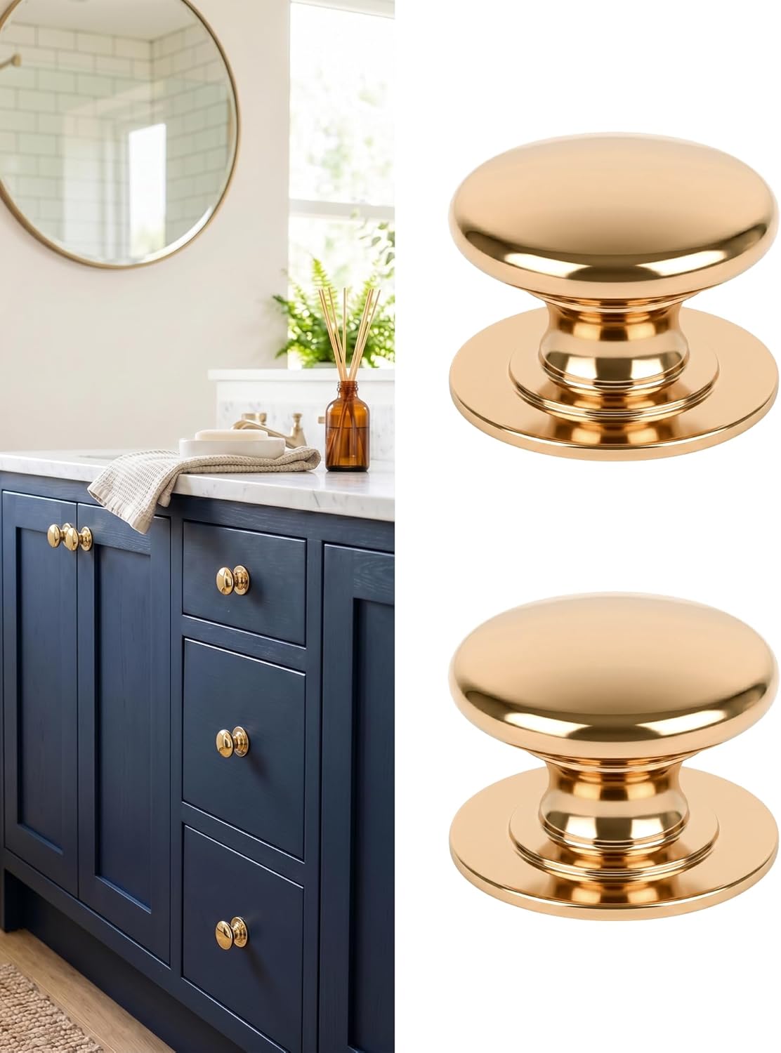 Elistonie 6 Pack Self-Stick Knobs Peel and Stick Cabinet Knobs Rose Gold Plastic Drawer Handle Pull with Adhesive Rose Gold Stick On Handle for Cupboard Fridge Dresser Window