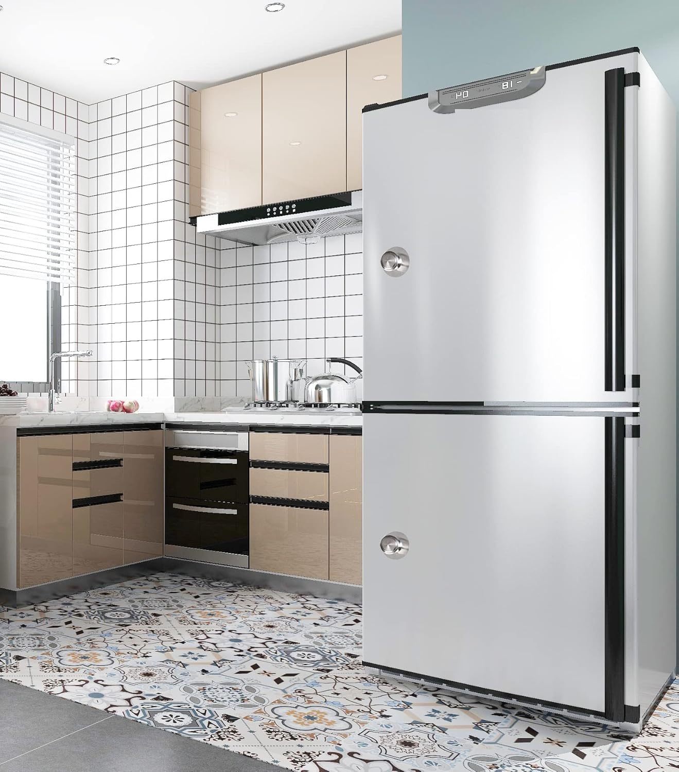 4 Pack Self-Stick Cabinet Handle Pulls Stainless Steel Silver Knobs with Adhesive for Mirror Cabinets Glass Sliding Doors Cupboards Drawer No Punching Peel and Stick Knobs Drill Free (Silver)