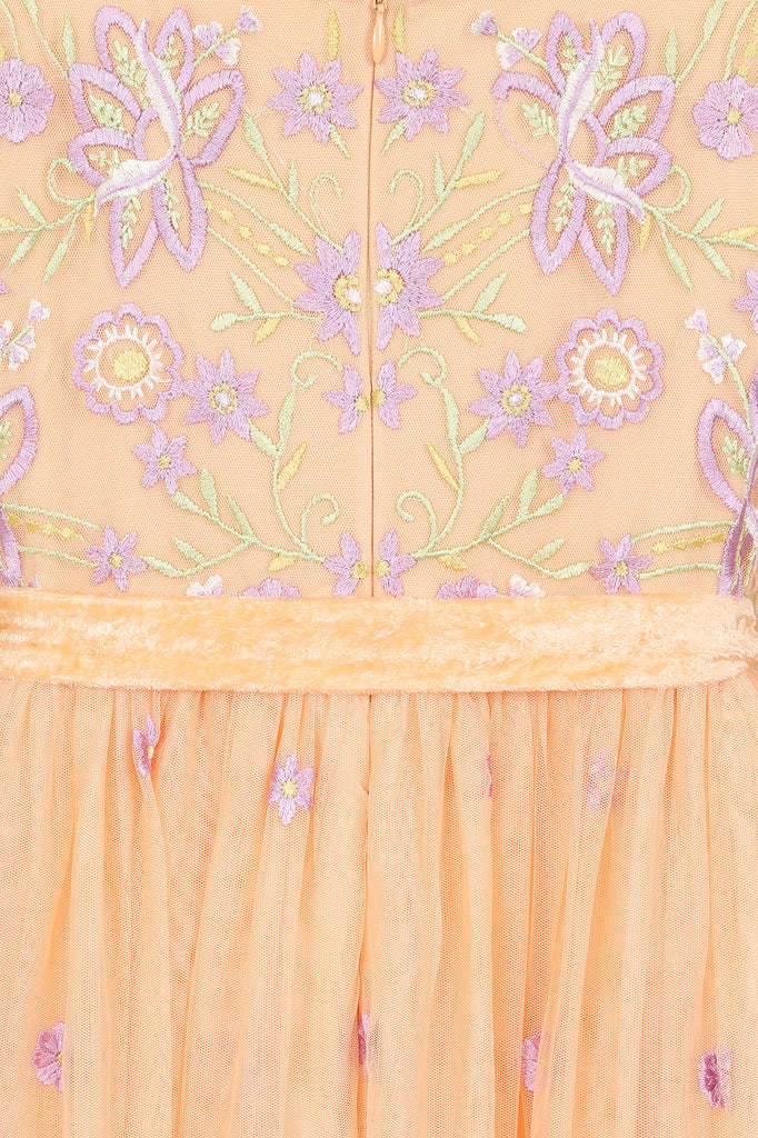 Almond Floral Embroidered Maxi Dress