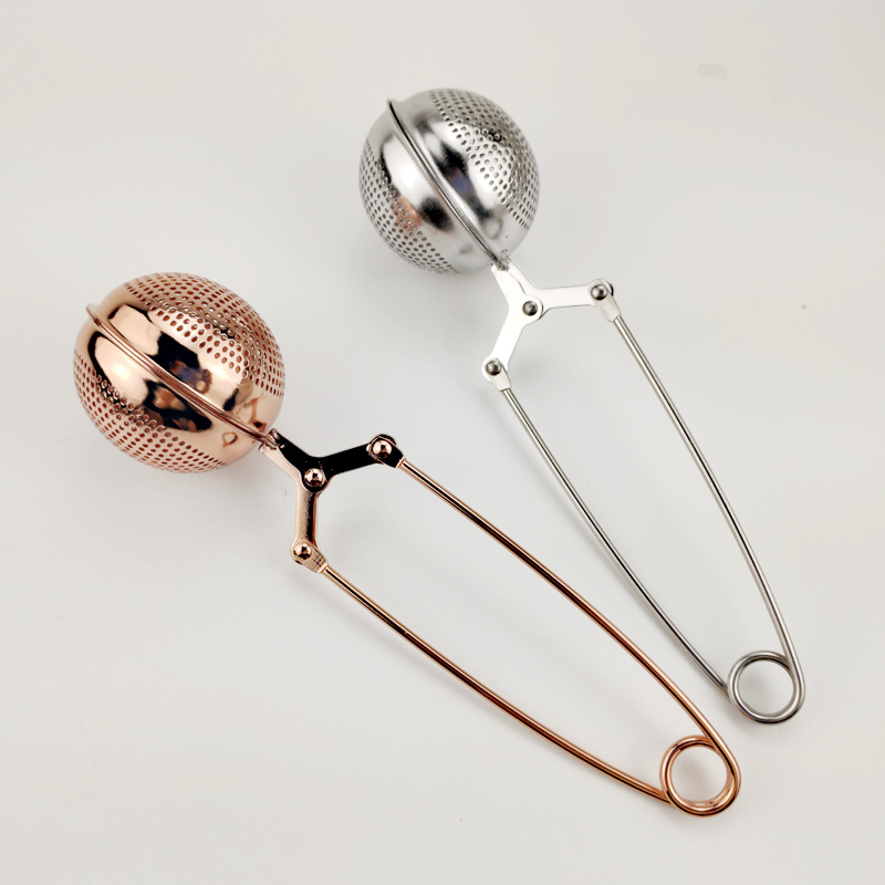 304 stainless steel tea drain hand clip pinhole tea strainer tea brewer rose gold tea set