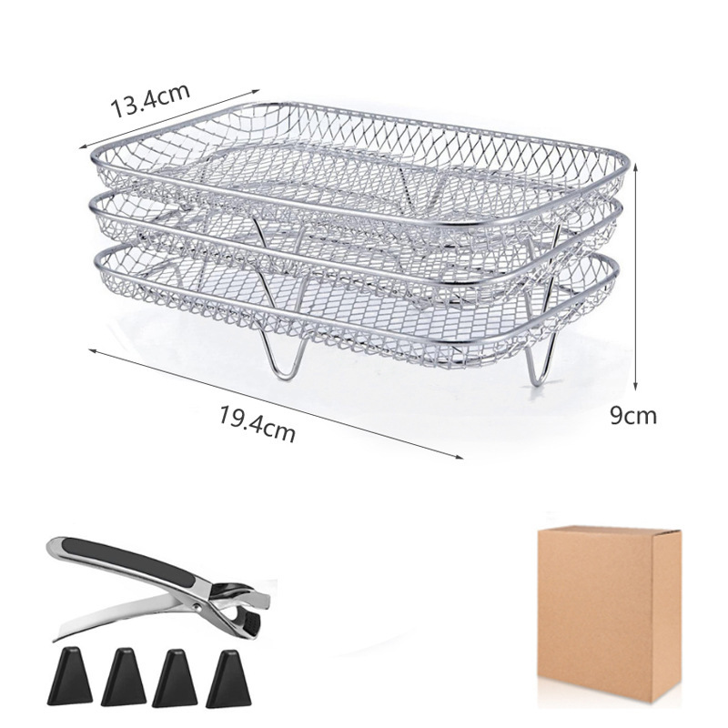 304 three-layer dehydration rack air fryer accessories stackable drying rack with elevated angle dish clamps