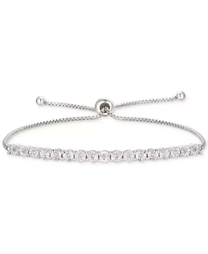 Diamond Bolo Bracelet (1/10 ct. t.w.) in Sterling Silver, 14k Gold-Pla