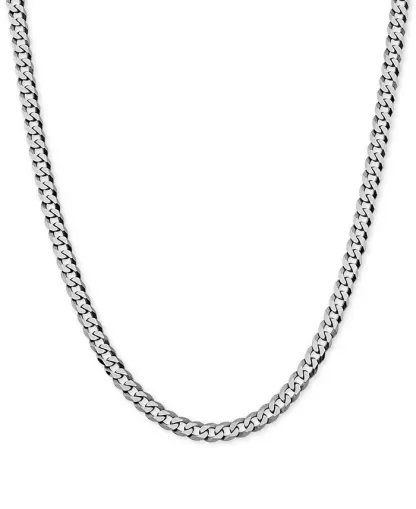 Flat Curb Link 18" Chain Necklace in 18k Gold-Plated Sterling Silver