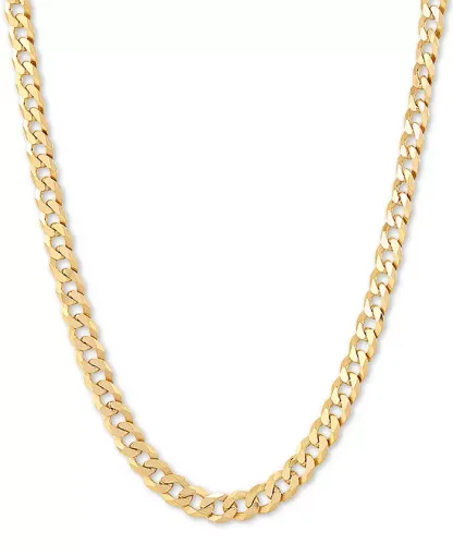 Flat Curb Link 18" Chain Necklace in 18k Gold-Plated Sterling Silver