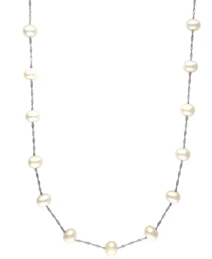 EFFY® Cultured Freshwater Pearl Station 18" Necklace in 14k Gold (5-1/2mm)