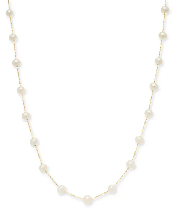 EFFY® Cultured Freshwater Pearl Station 18" Necklace in 14k Gold (5-1/