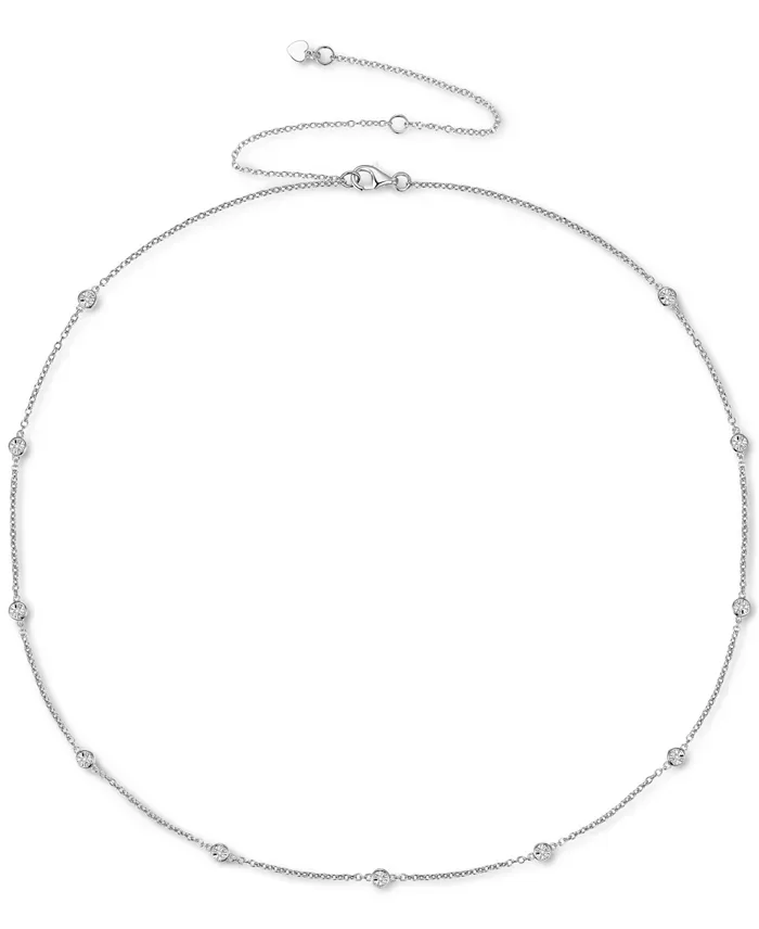 Diamond Bezel Necklace (1/10 ct. t.w.) in Sterling Silver, 14k Gold-Pl