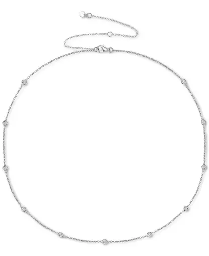 Diamond Bezel Necklace (1/10 ct. t.w.) in Sterling Silver, 14k Gold-Plated Sterling Silver or 14k Rose Gold-Plated Sterling Silver