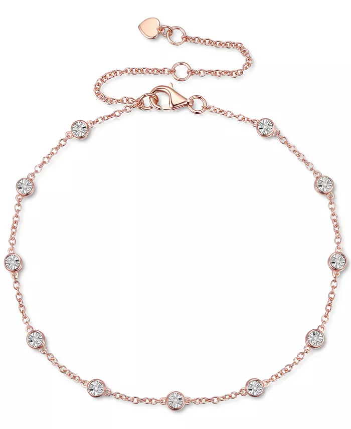 Diamond Bezel Chain Bracelet (1/10 ct. t.w.) in Sterling Silver, 14k Gold-Plated Sterling Silver or 14k Rose Gold-Plated Sterling Silver