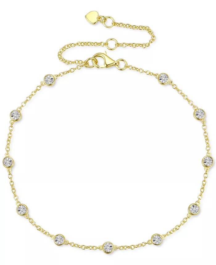 Diamond Bezel Chain Bracelet (1/10 ct. t.w.) in Sterling Silver, 14k Gold-Plated Sterling Silver or 14k Rose Gold-Plated Sterling Silver