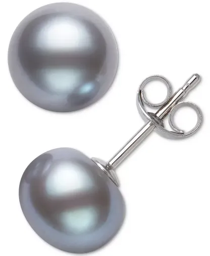 Cultured Freshwater Button Pearl (8-9mm) Stud Earrings