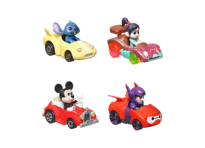 Hot Wheels Racerverse 1:64 Scale Die-Cast Pop Culture Characters Car Set, 4-Pack