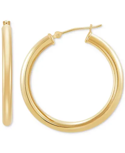 Polished Round Hoop Earrings in 14k Gold, 30mm