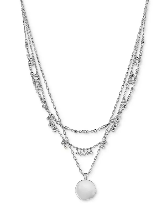 Mixed-Metal Layered Beaded Pendant Necklace, 17" + 3" extender, Created for Macy's