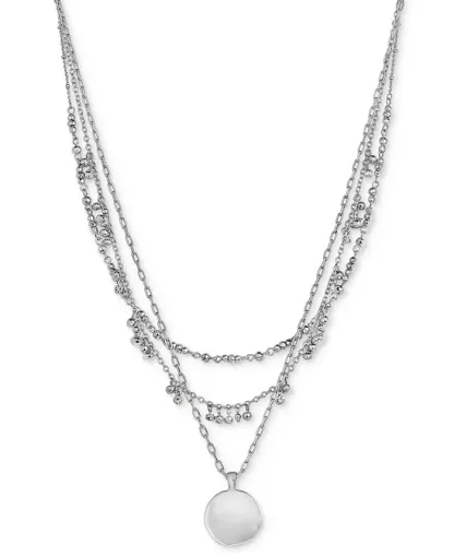 Mixed-Metal Layered Beaded Pendant Necklace, 17" + 3" extender, Created for Macy's