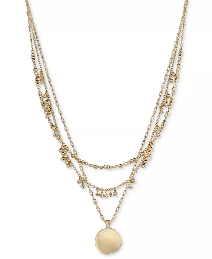 Mixed-Metal Layered Beaded Pendant Necklace, 17" + 3" extender, Created for Macy's