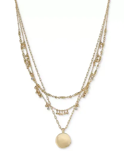 Mixed-Metal Layered Beaded Pendant Necklace, 17" + 3" extender, Created for Macy's