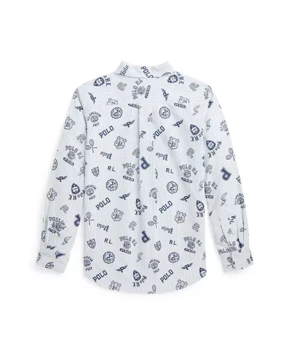 Big BoysStriped Cotton Oxford Graphic Shirt
