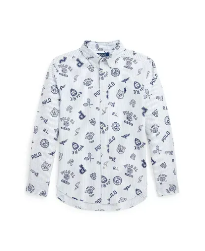 Big BoysStriped Cotton Oxford Graphic Shirt