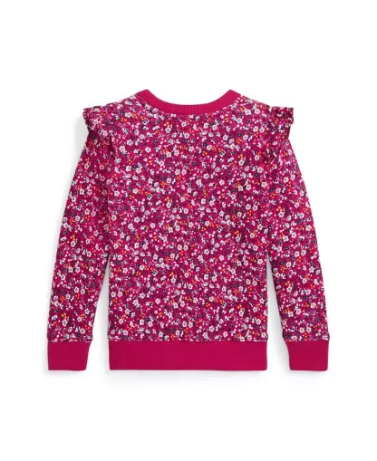 Toddler and Little Girls Floral Ruffled Fleece Sweatshirt