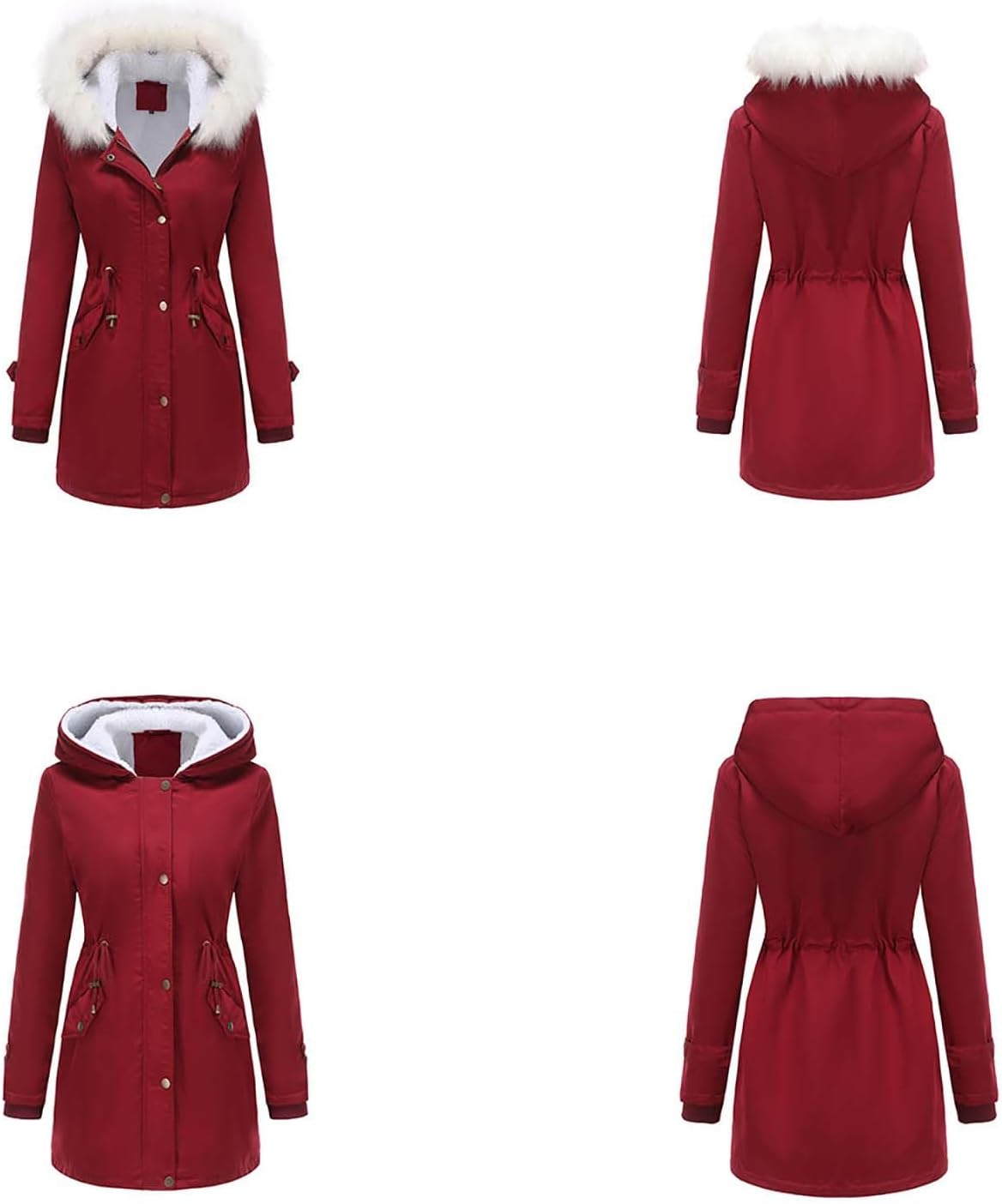 Winter Long Sleeve Parka Jackets - Women's