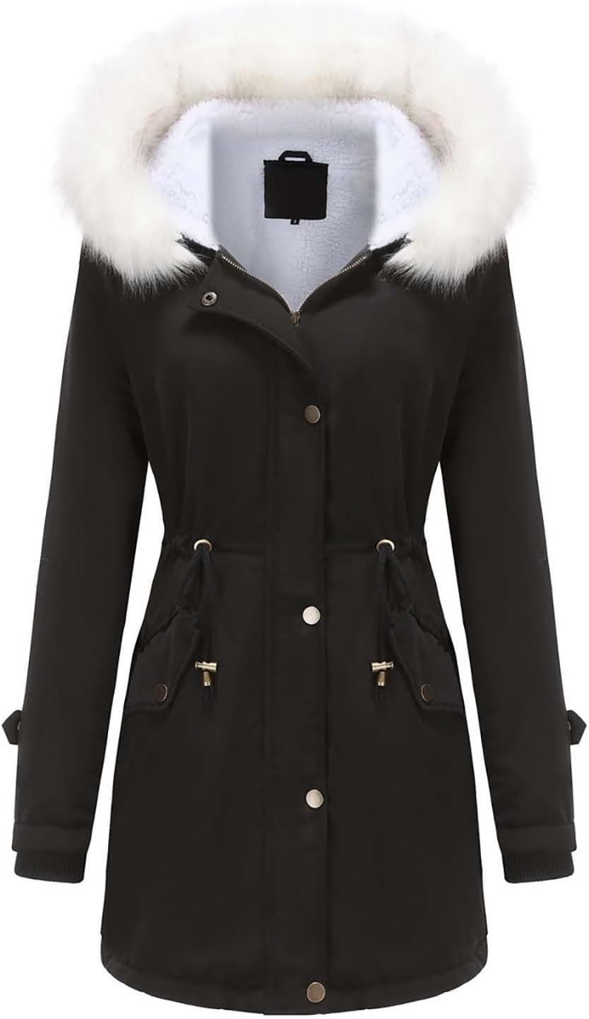 Winter Long Sleeve Parka Jackets - Women's