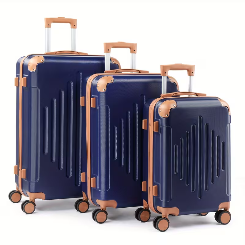 3pcs Luggage with Corner Protectors, 20/ 24/ 28-Inch, Durable Hard Shell, 360 Spinner Wheels, Multifunctional Large Capacity, Lightweight Travel Suitcase