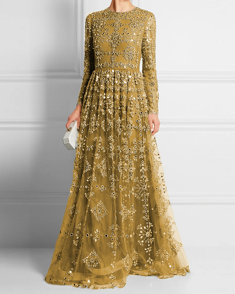 Embroidered mesh maxi dress-01