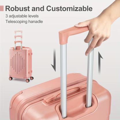 3pcs Luggage with Corner Protectors, 20/ 24/ 28-Inch, Durable Hard Shell, 360 Spinner Wheels, Multifunctional Large Capacity, Lightweight Travel Suitcase